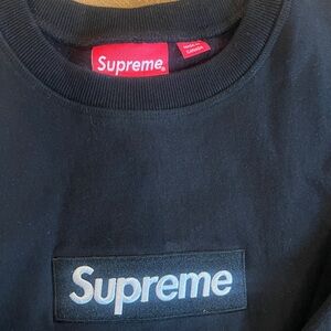 Supreme Red Box Logo Black Crewneck Sweatshirt